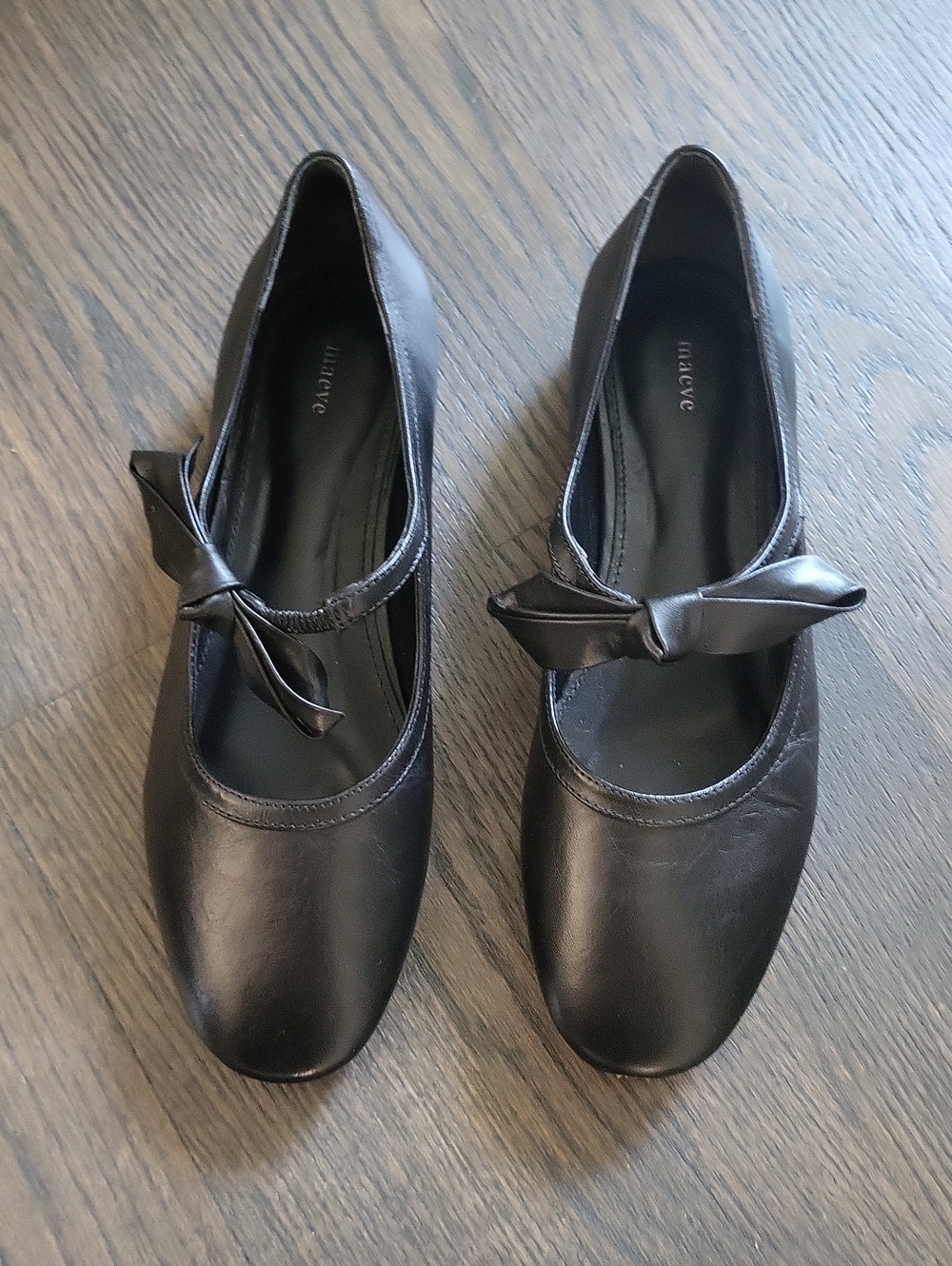 Maeve Black Bow Strap Mary Jane Flats